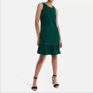 J. Crew H4083 Velvet Ruffle-hem Dress In Green Size 8 New with tags